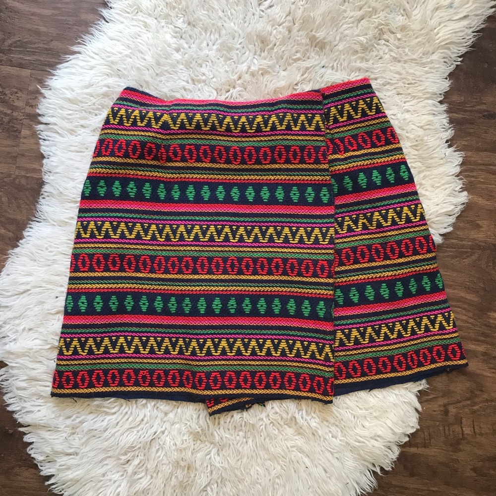RAINBOW 🌈 WOVEN MINI Skirt Upcycled Vintage S